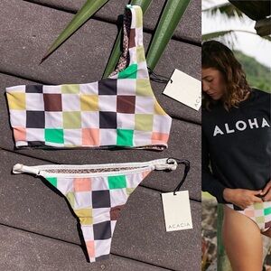 ACACIA Set - Eames Celine One Shoulder Bikini Top & Neema Piped Bottoms - S/P